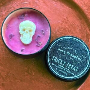 Tricky Treat Wickless Candle: Candy Corn Butterscotch Whiskey Scent